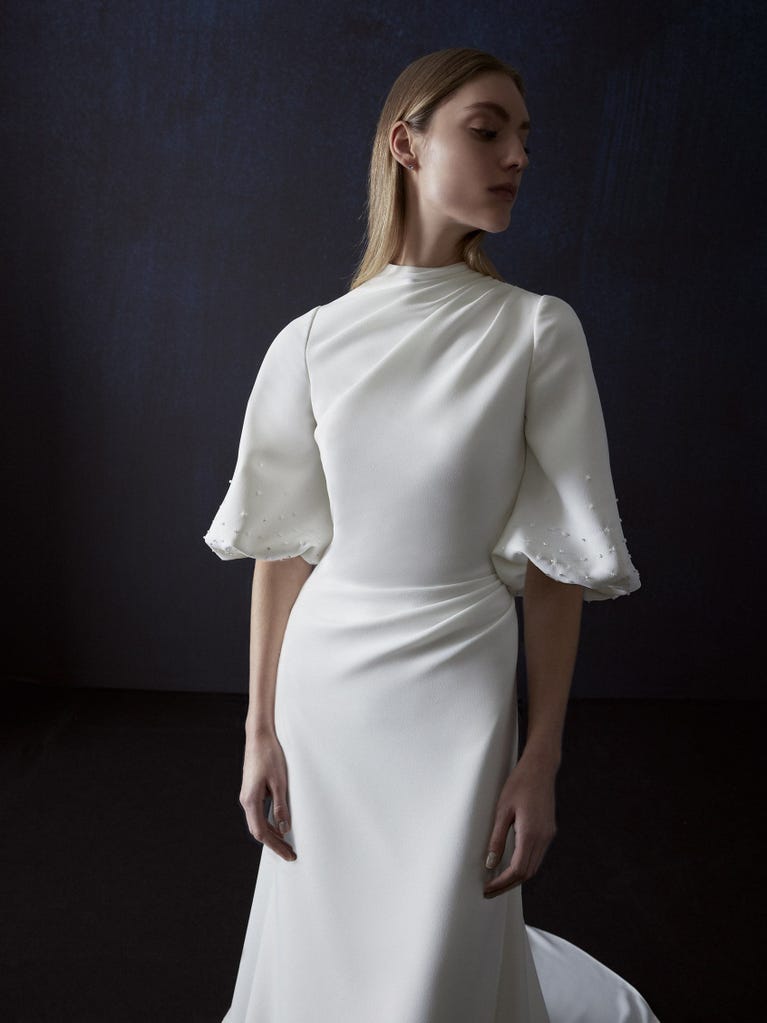 pronovias CONDES | Vestido de novia corte en A drapeado | Atelier Pronovias Ofertas
