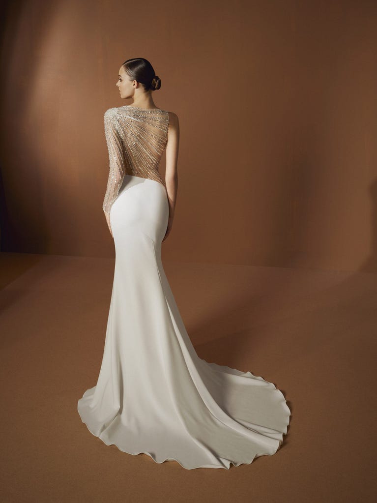 pronovias EARTHA | Vestido de novia sirena con escote cuadrado | Pronovias Envío gratis