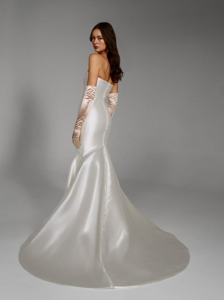 pronovias Vestido de novia en Mikado corte sirena sin tirantes | Pronovias COMPRAR AHORA