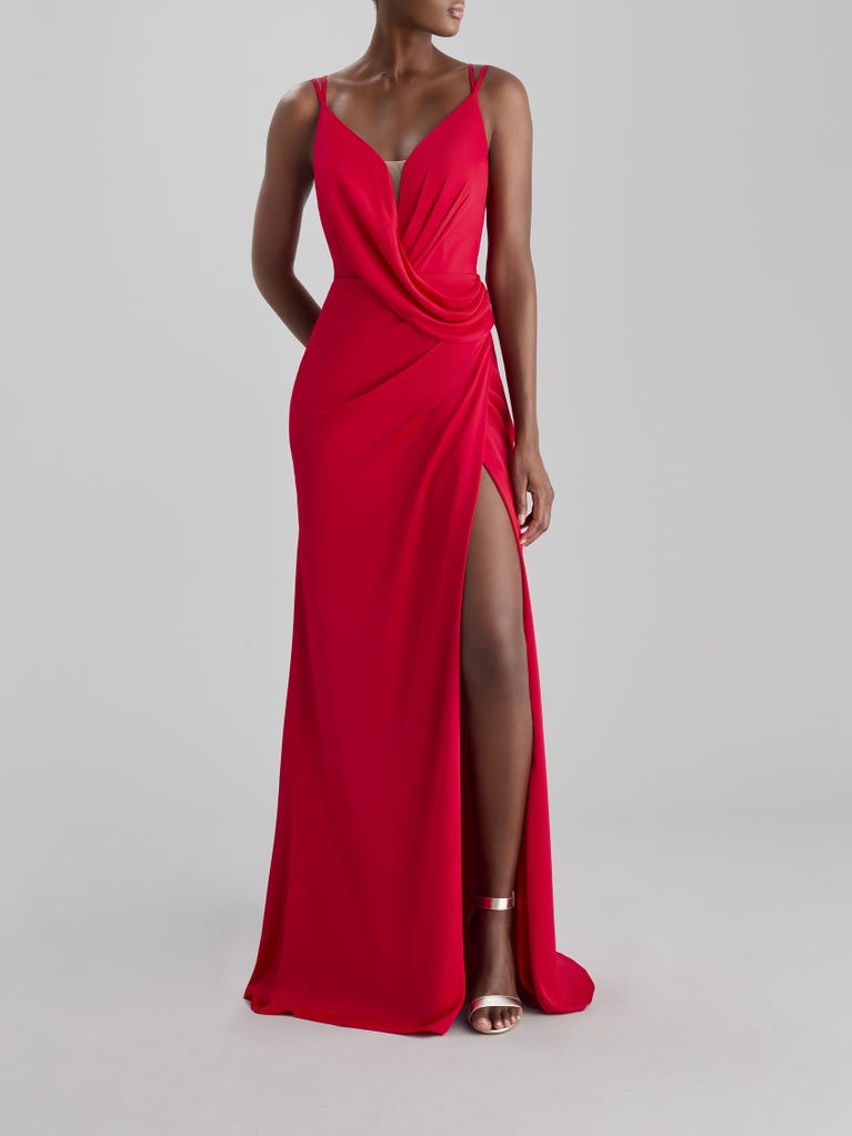 pronovias DRAPE 2302 | Vestido de fiesta sirena con escote de pico | The Party Edit by Pronovias ÚLTIMAS EDICIONES