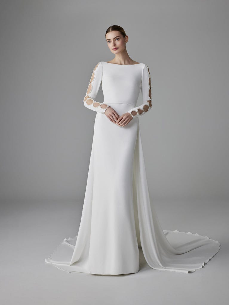 pronovias MAELLE | Vestido de novia recto con escote barco | Pronovias Descuentos del mes