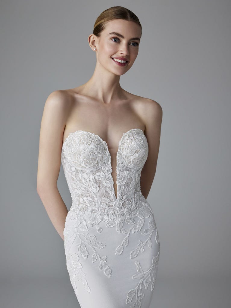 pronovias JUDI | Vestido de novia sirena con escote corazón | Pronovias Envío gratis