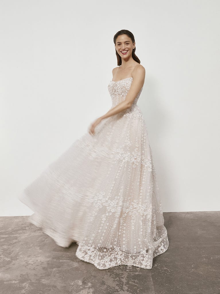 pronovias LUCREZIA | Vestido de novia evasé con palabra de honor Rebajas baratas
