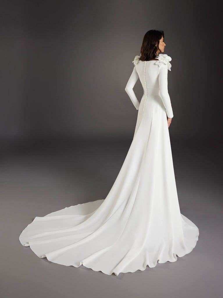 pronovias MIES | Vestido de novia corte en a con escote barco | Pronovias Rebajas de fin de temporada