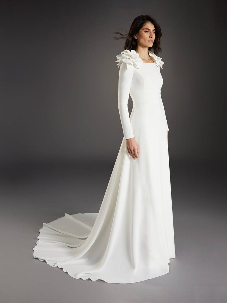 pronovias MIES | Vestido de novia corte en a con escote barco | Pronovias Rebajas de fin de temporada