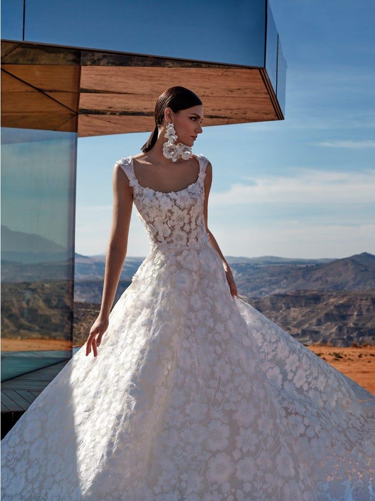 pronovias LAPIS | Vestido de novia corte en a con escote cuadrado | Pronovias Venta caliente