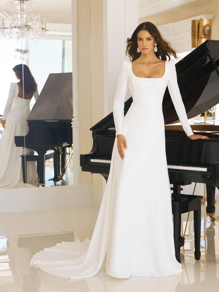 pronovias BETSY | Vestido de novia evasé con escote cuadrado | Pronovias
