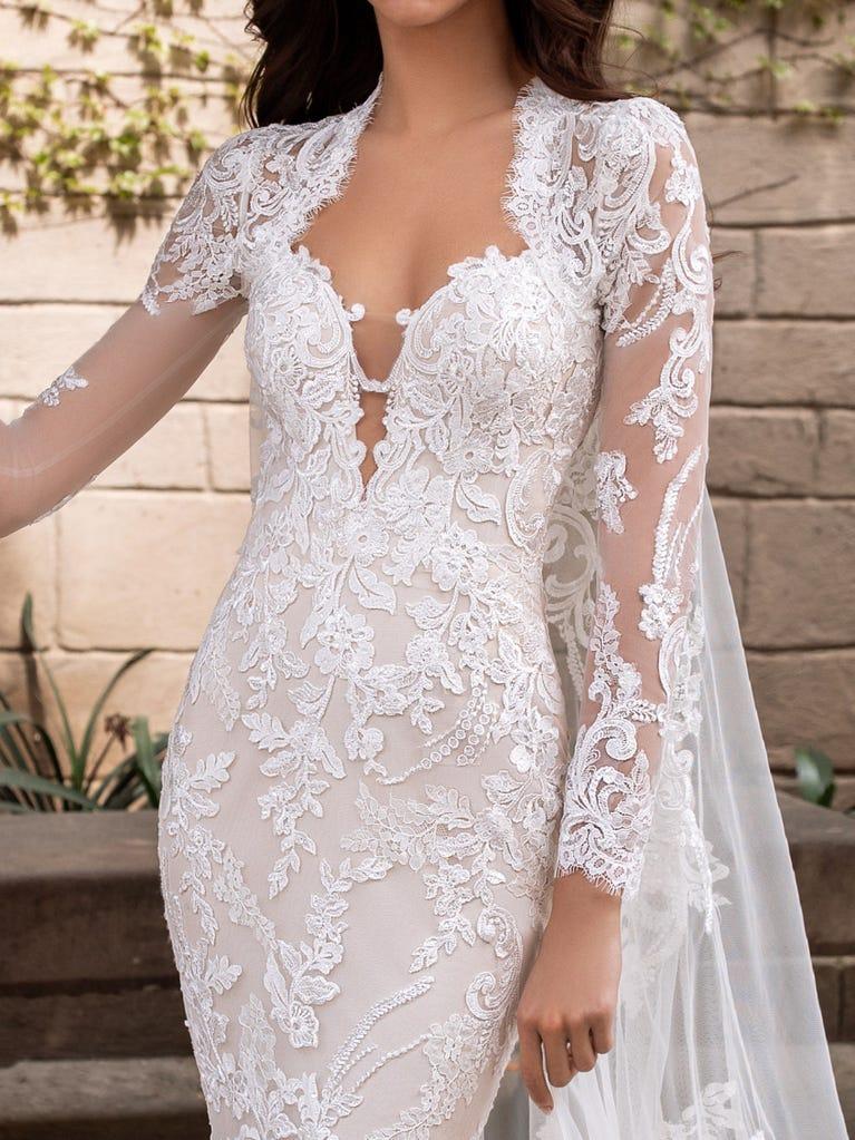pronovias Vestido de novia sirena escote corazón y manga larga | Pronovias Tienda