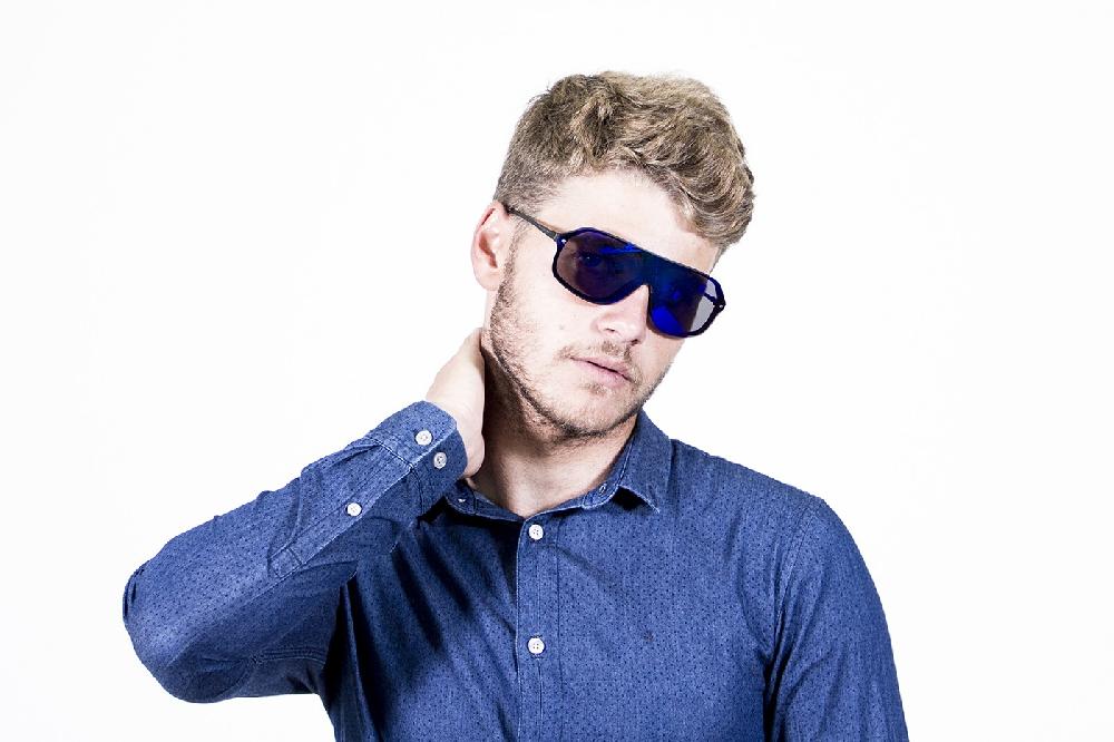 sunpers sunglasses Biarritz - Miami / negro mate - azul espejo plana Descuento por venta flash
