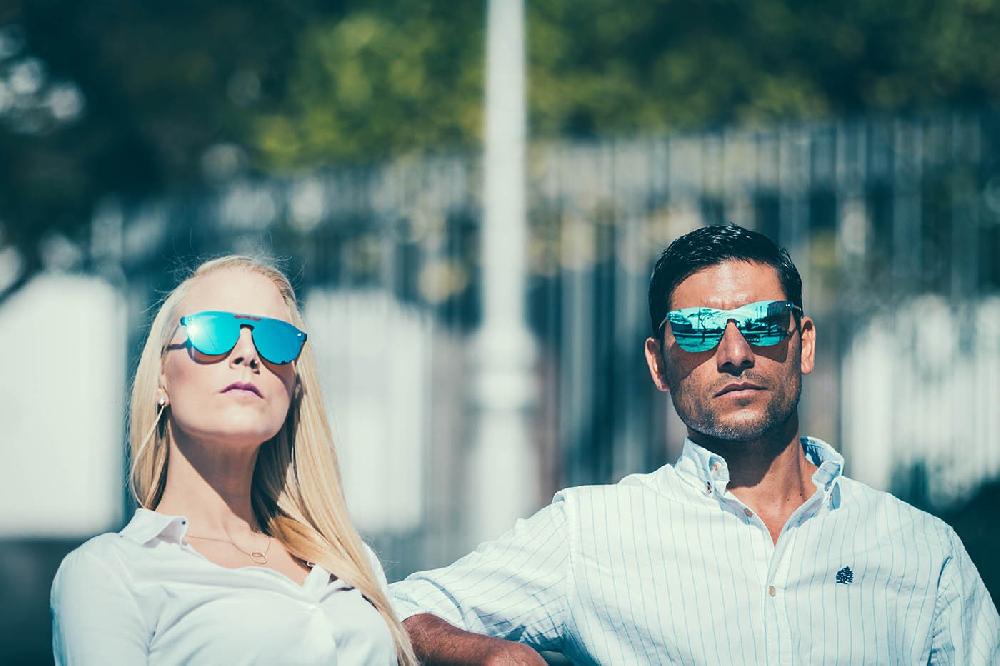 sunpers sunglasses Gafas de sol - revo / negro - dorado / lente plana azul cielo | SUNPERS Descuento por venta flash