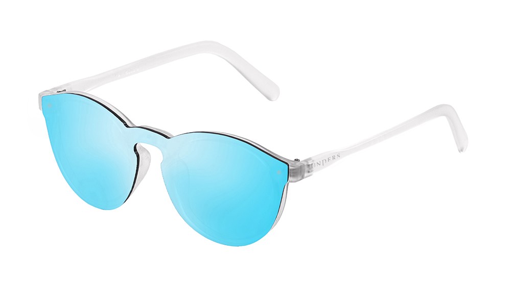 sunpers sunglasses Biarritz - Lente plana / revo / blanco mate transparente - azul cielo espejo Outlet online