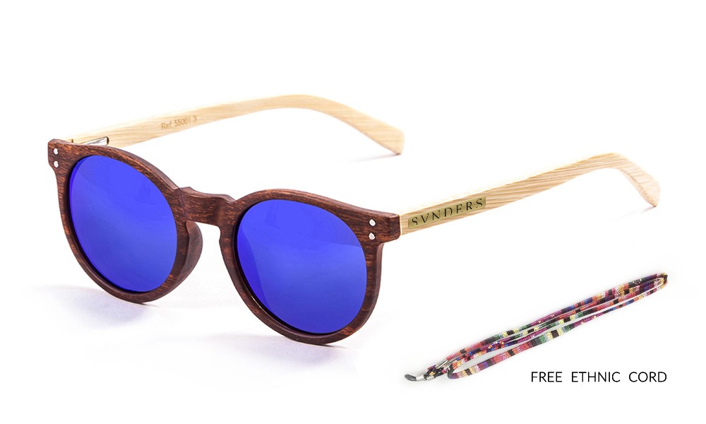 sunpers sunglasses Biarritz - Madera clásica / azul espejo / marrón / bambú Los más vendidos
