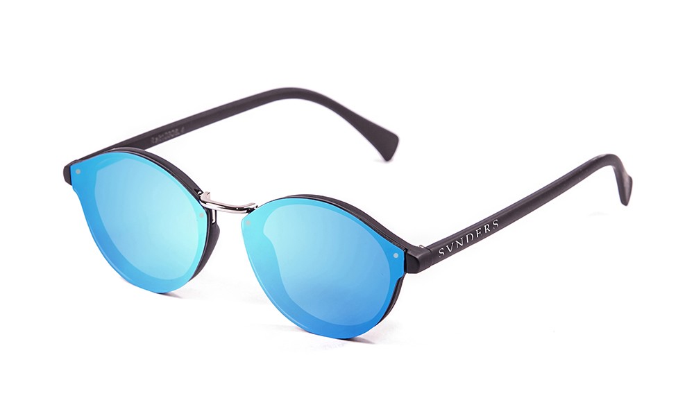 sunpers sunglasses Biarritz - Metal lente plana / negro mate / azul cielo Envío gratis