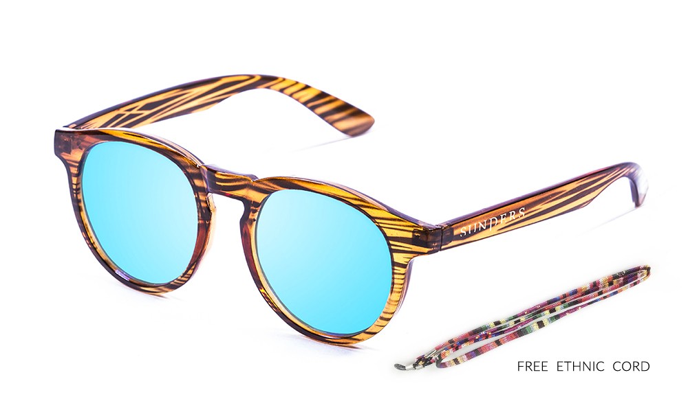 sunpers sunglasses Biarritz - Clásica / marrón rayado / azul cielo espejo Solo hoy