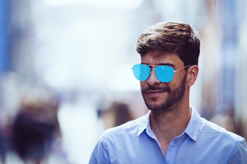 sunpers sunglasses Gafas de sol - revo / dorado metálico / lente azul cielo | SUNPERS Tienda de fábrica