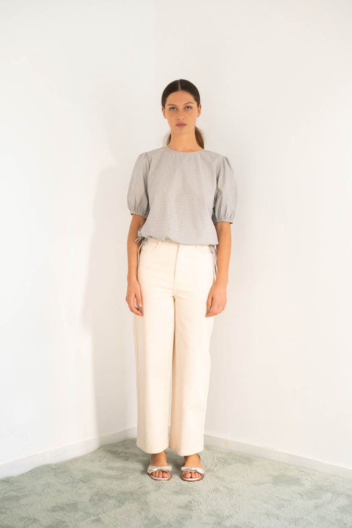 tiny cottons BLUSA CON MANGA ABULLONADA A CUADROS Outlet
