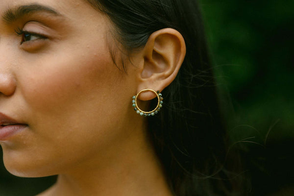 Triana By C PENDIENTES PALMAS TURQUESA AFRICANA Oferta exclusiva