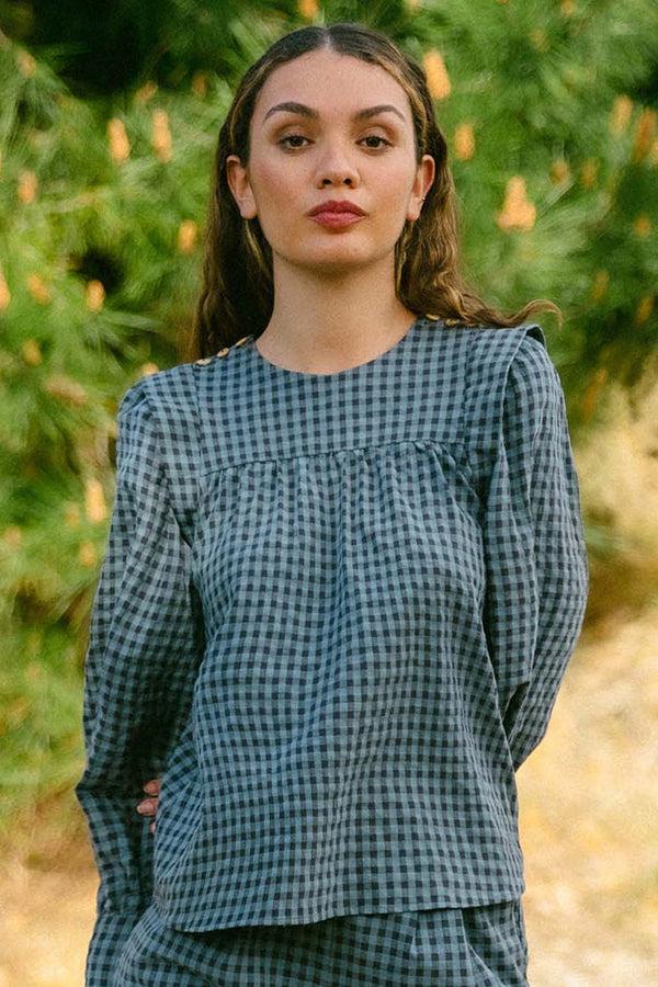 Triana By C Blusa VICHY AZUL DEBA En línea