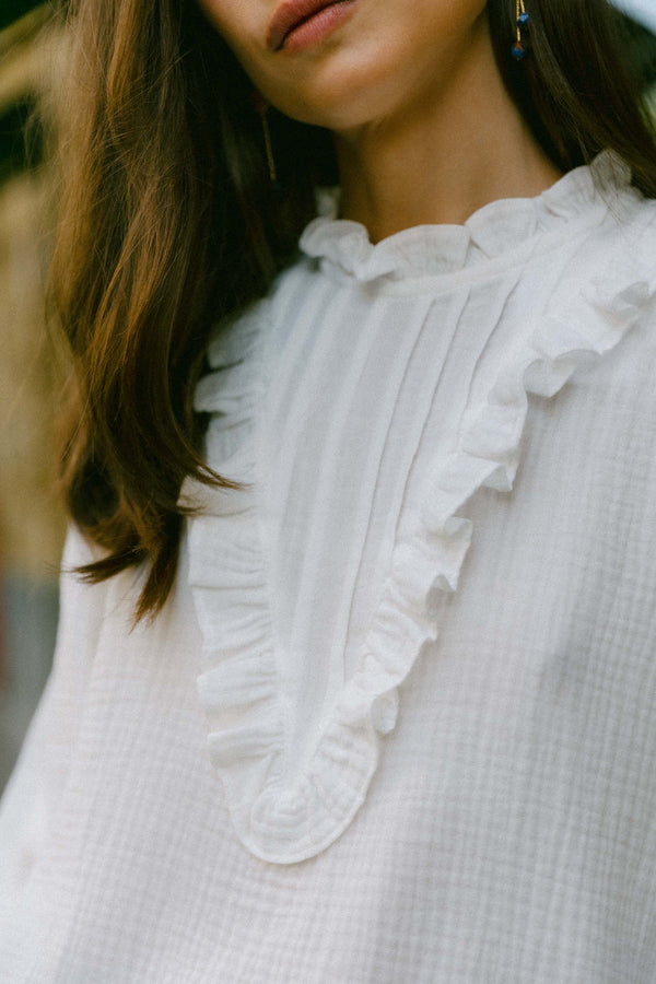 Triana By C Blusa algodón orgánico blanca SILKEN Outlet