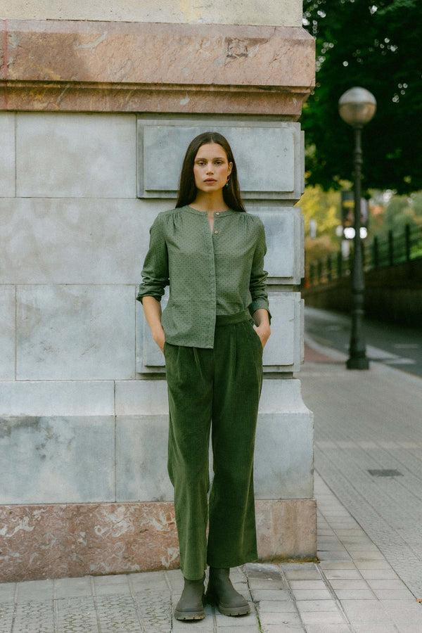 Triana By C Blusa MELBOURNE motas verdes Venta caliente