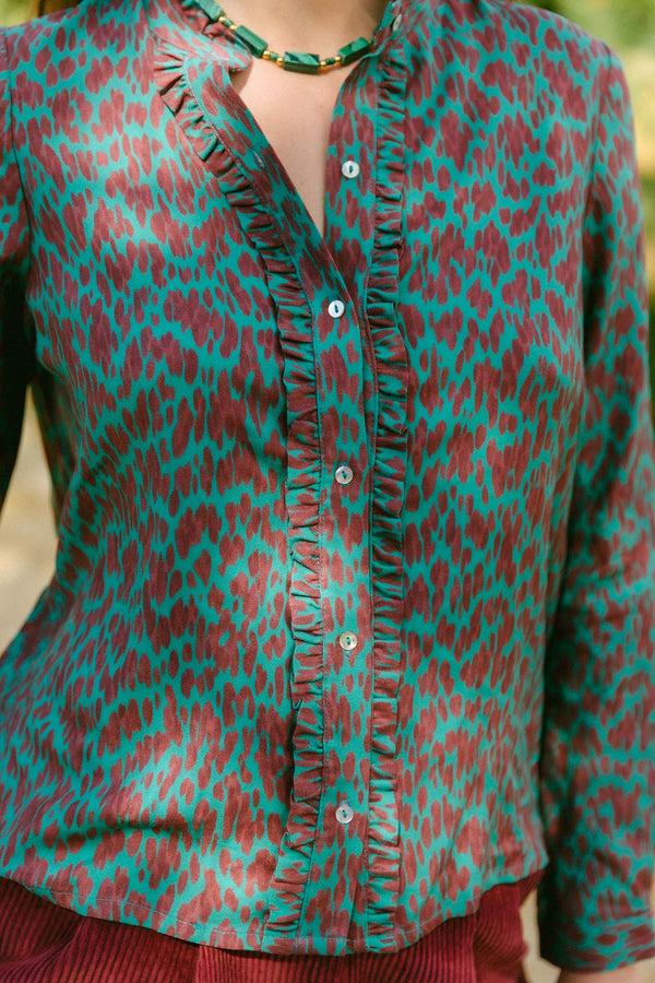 Triana By C Blusa LAGOS animal verde Rebajas de fábrica