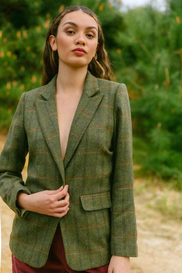 Triana By C Blazer Millet lana cuadros verdes Envío gratis