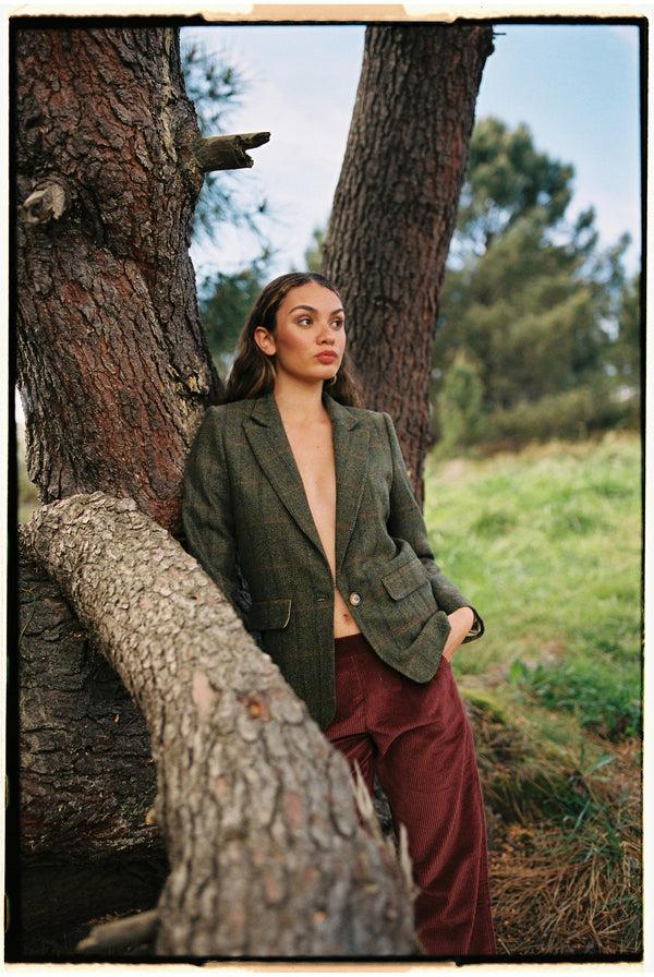 Triana By C Blazer Millet lana cuadros verdes Envío gratis