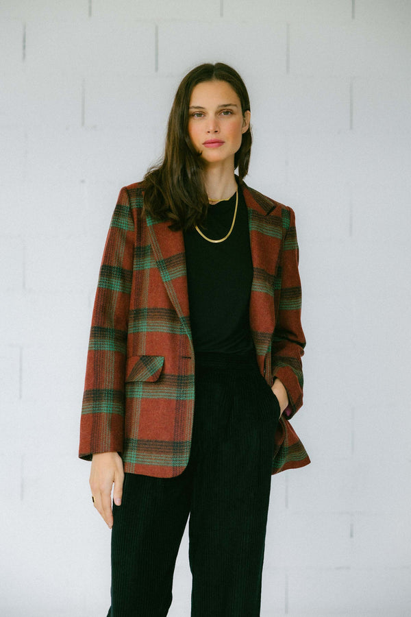 Triana By C Blazer Millet lana cuadros BURDEOS Envío gratis