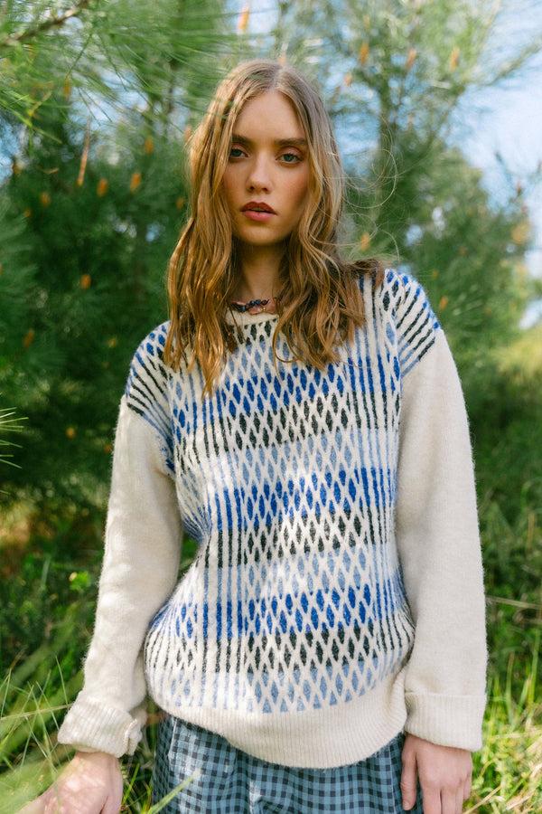 Triana By C JERSEY ROMBO AZUL Precios de Black Friday