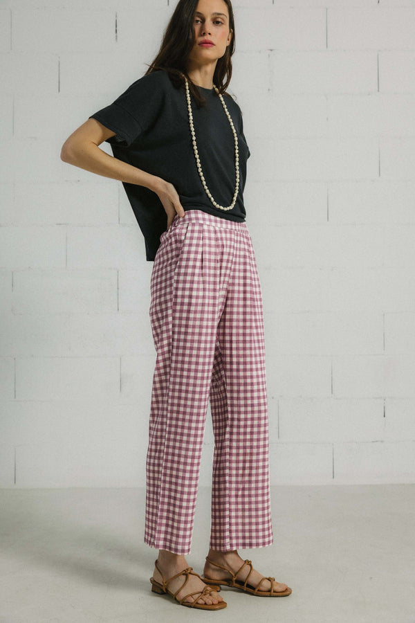 Triana By C Pantalón MILLET VIchy rose taupe Tienda