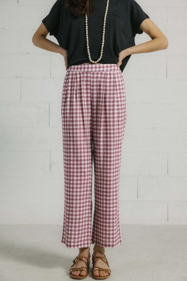 Triana By C Pantalón MILLET VIchy rose taupe Tienda