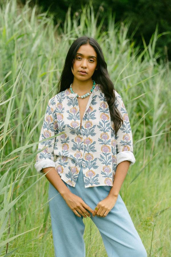 Triana By C Blusa melbourne block print Liquidación