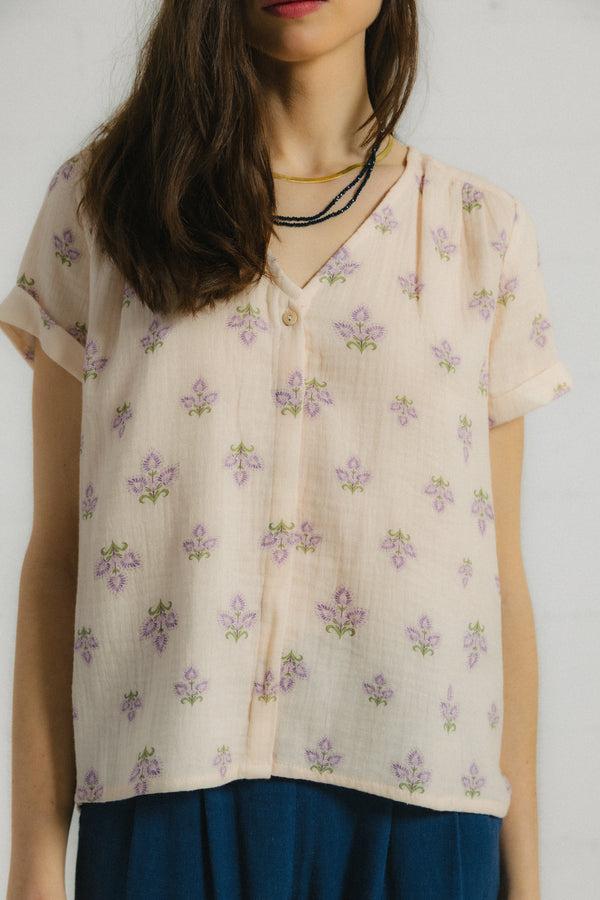 Triana By C Blusa algodón orgánico flor MALVA BURNI