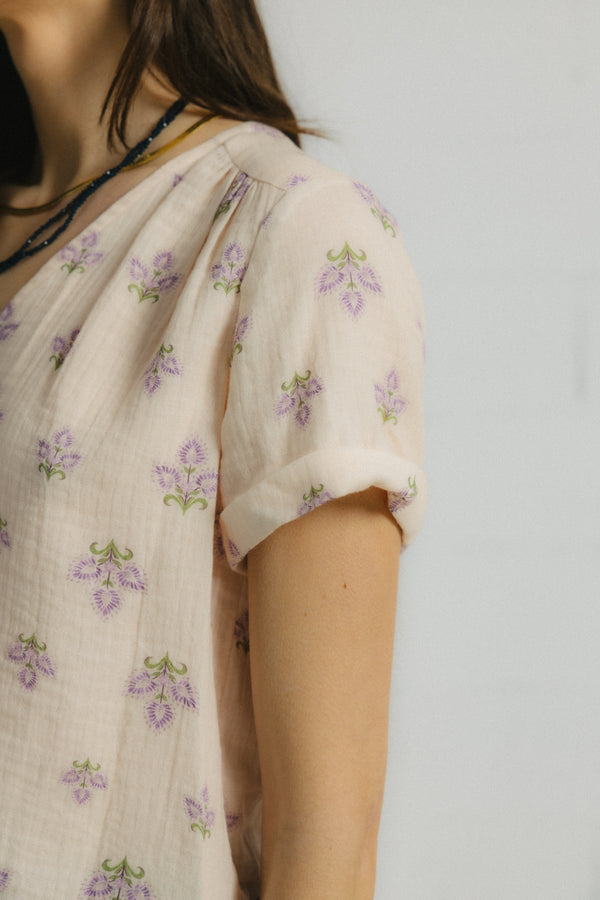 Triana By C Blusa algodón orgánico flor MALVA BURNI COMPRAR AHORA