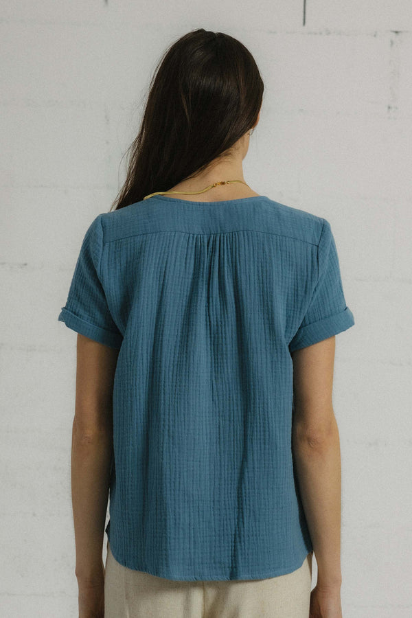 Triana By C Blusa algodón orgánico AZUL BURNI Solo hoy