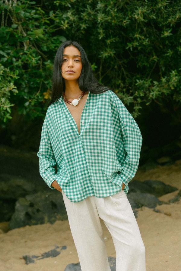Triana By C Blusa STAR vichy verde Devoluciones gratuitas