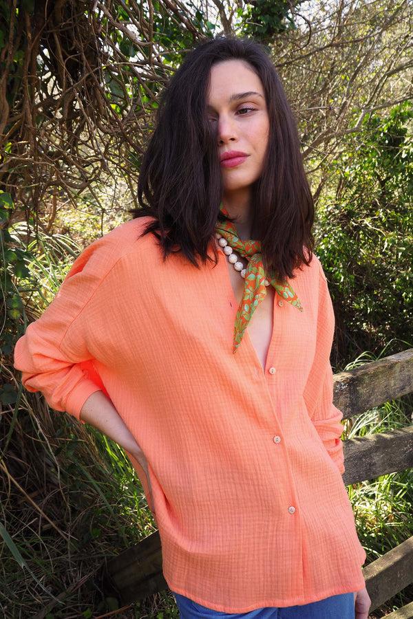 Triana By C Blusa algodón orgánico STAR tangerina Tienda