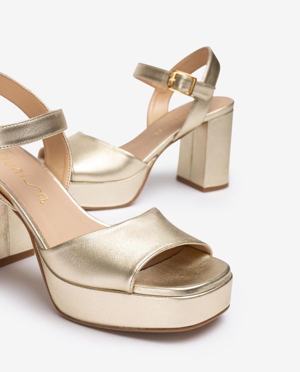 unisa Sandalia de piel y tacón ancho Ofertas especiales