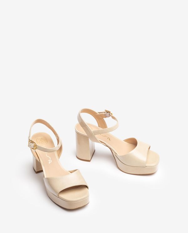 unisa Sandalia de piel y tacón ancho Outlet