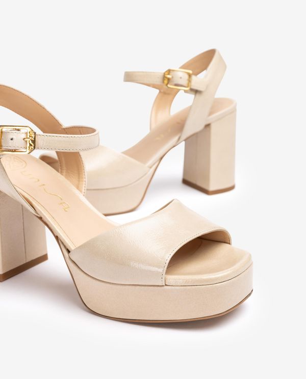 unisa Sandalia de piel y tacón ancho Outlet