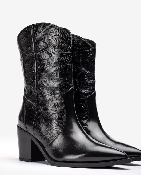 unisa Bota cowboy de piel grabada Superdescuento