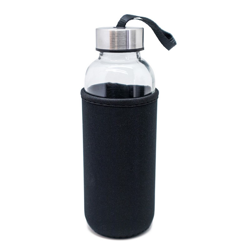 vin bouquet Botella Cristal Funda Neopreno 400 ml Negro