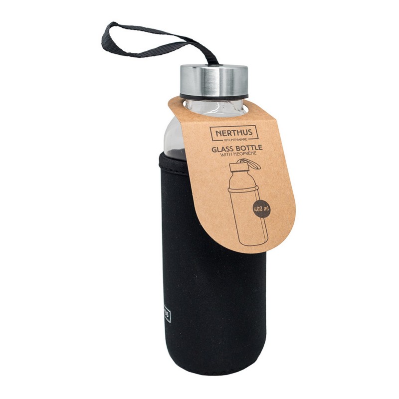 vin bouquet Botella Cristal Funda Neopreno 400 ml Negro Envío internacional gratuito