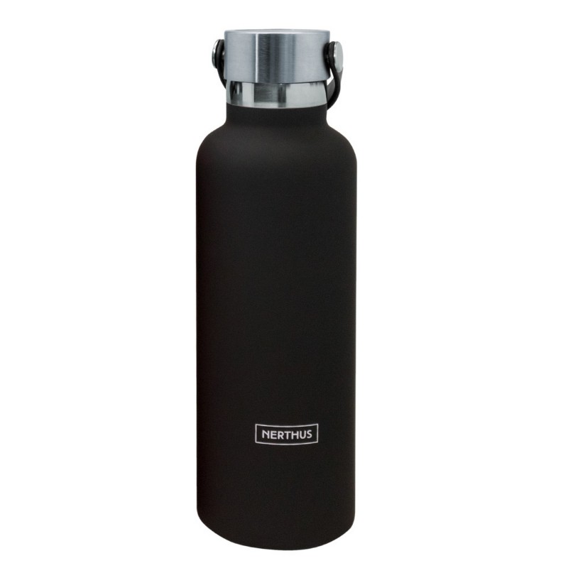 vin bouquet Botellas Sport con Asa de Doble Pared Acero Inoxidable Negro 750 ml