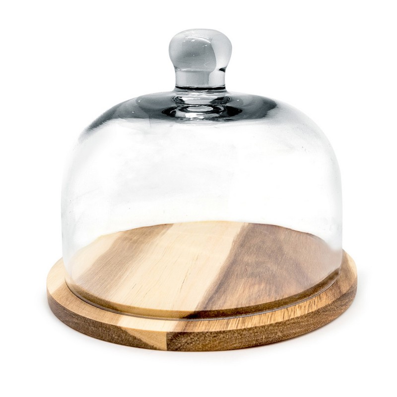 vin bouquet Quesera con tapa de cristal y base de madera