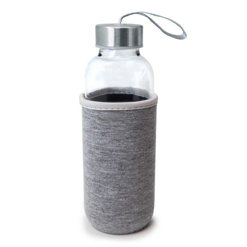 vin bouquet Botella Cristal Funda Neopreno 400 ml Gris Metal