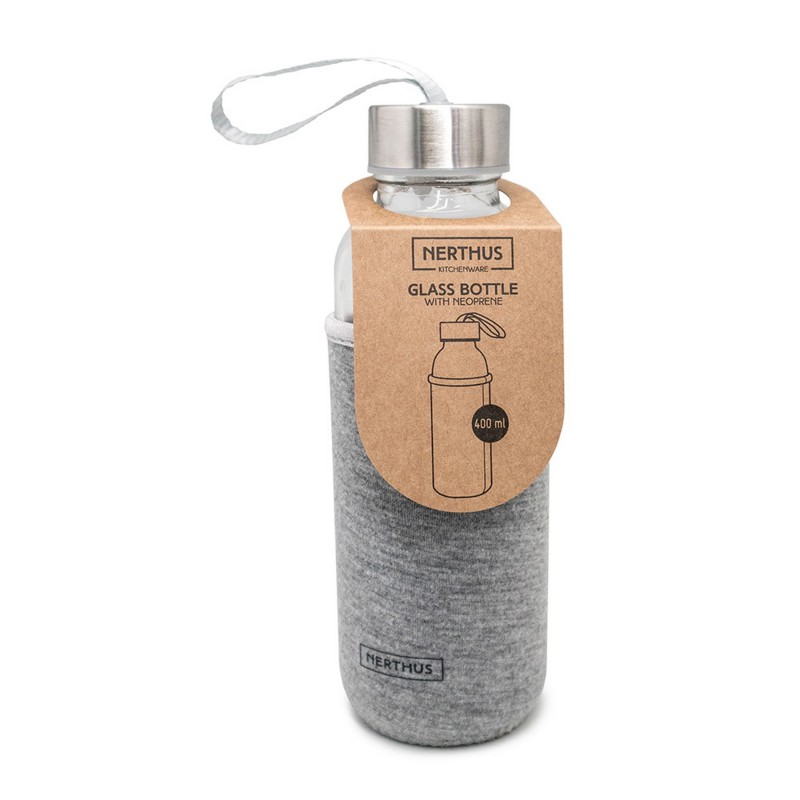 vin bouquet Botella Cristal Funda Neopreno 400 ml Gris Metal Rebajas baratas