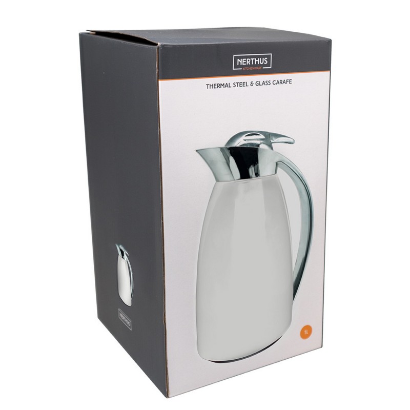 vin bouquet Jarra Térmica de Doble Pared de Acero Inoxidable e Interior de Cristal Blanco ÚLTIMAS EDICIONES