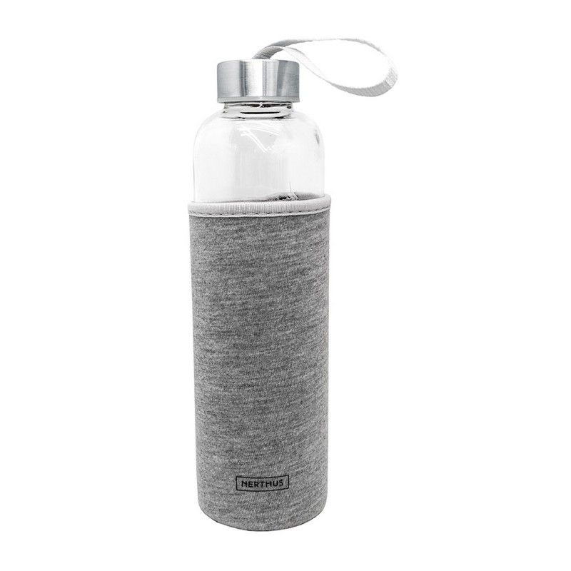 vin bouquet Botella Cristal Funda Neopreno 600 ml Gris Metal