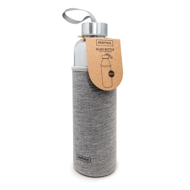 vin bouquet Botella Cristal Funda Neopreno 600 ml Gris Metal Outlet